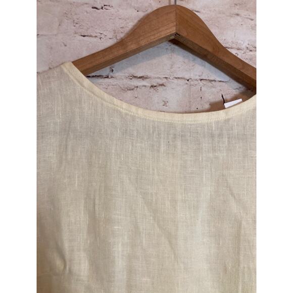 Dear Friends Lagom Top Womens Small Linen Butter Yellow Coquette Romantic Boxy - Picture 2 of 12